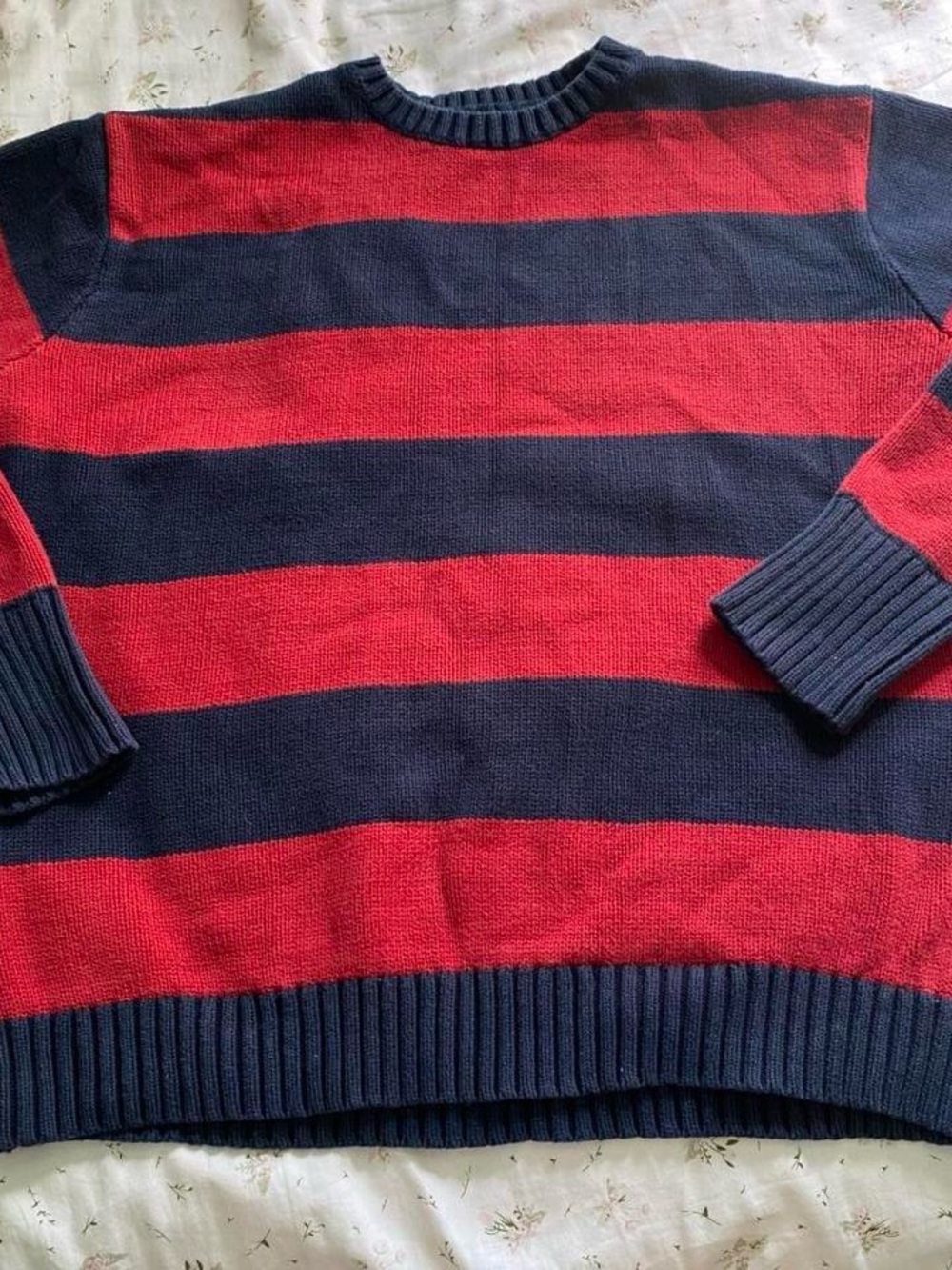 Brandy Melville Navy and Red Striped Sweater